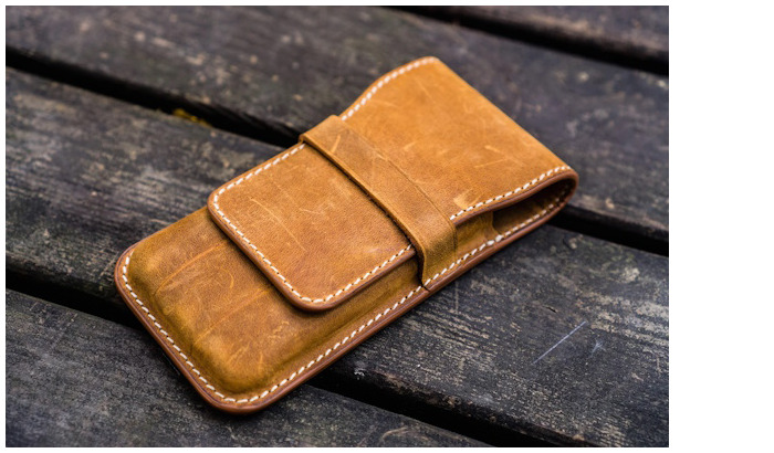 Étui pour stylo Galen Leather Co., série Leather Flap Pen Case (3) Brun Crazy Horse