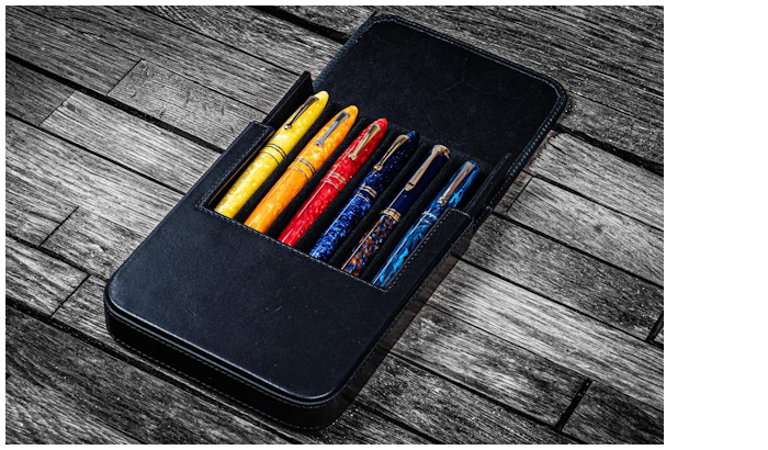 Étui pour stylo Galen Leather Co., série Leather Magnum Opus 6 Slots Noir