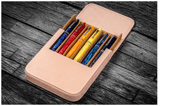 Étui pour stylo Galen Leather Co., série Leather Magnum Opus 6 Slots Non teint