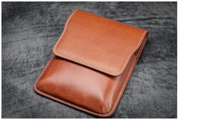 Étui pour stylo Galen Leather Co., série Leather Flap Pen Case (5) Brun