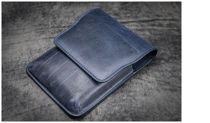 Étui pour stylo Galen Leather Co., série Leather Flap Pen Case (5) Bleu marine Crazy Horse 