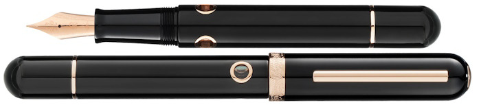 Stylo plume Nahvalur, série Nautilus Cephalopod Noir PGT (Pointe 14kt)