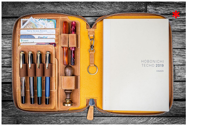 Étui Galen Leather Co., série Leather Zippered A5 Notebook Folio Ocre Miel Crazy Horse