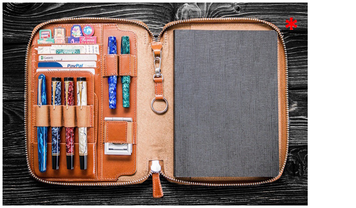 Étui Galen Leather Co., série Leather Zippered A5 Notebook Folio Brun
