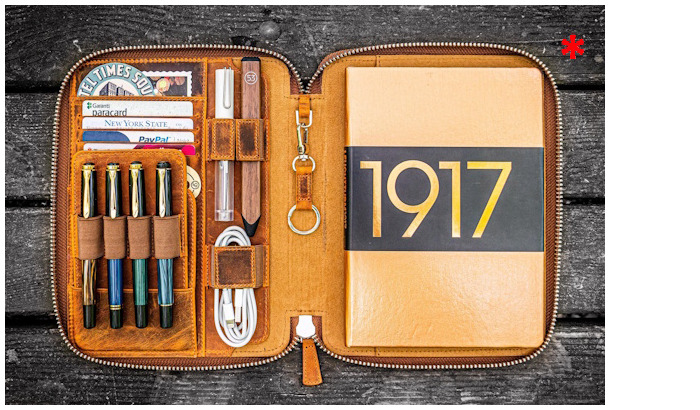 Étui Galen Leather Co., série Leather Zippered A5 Notebook Folio Brun Crazy Horse