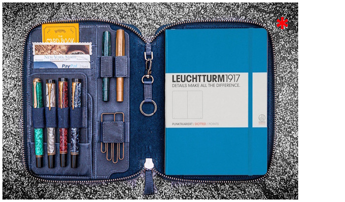 Étui Galen Leather Co., série Leather Zippered A5 Notebook Folio Bleu marine Crazy Horse