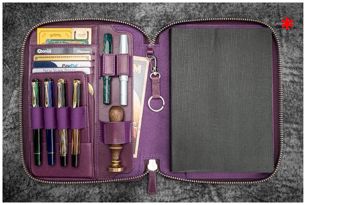 Étui Galen Leather Co., série Leather Zippered A5 Notebook Folio Mauve