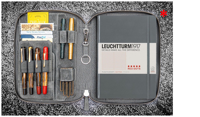 Étui Galen Leather Co., série Leather Zippered A5 Notebook Folio Fumée Crazy Horse