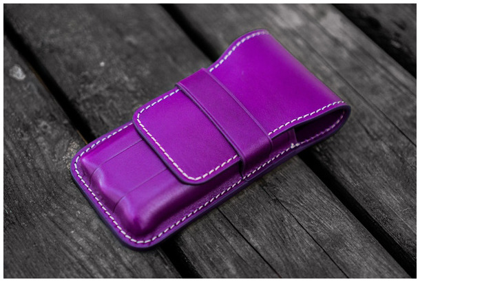 Étui pour stylo Galen Leather Co., série Leather Flap Pen Case (3) Mauve