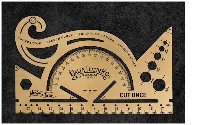 Galen Leather Co. (multifunction) Ruler, Brass Accessories series