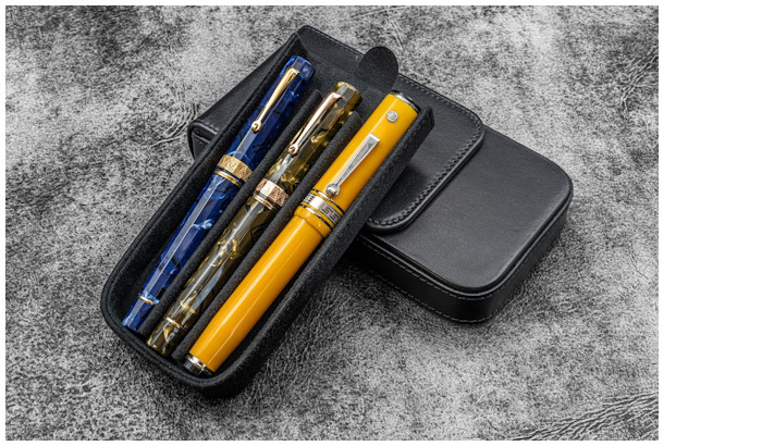 Étui pour stylo Galen Leather Co., série Leather Magnum Opus 3 Slots Noir