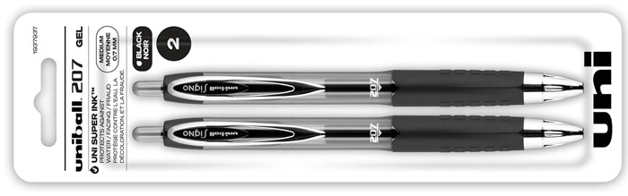 Stylo à bille Uni-Ball, série Signo RT 207 Encre noir (2 Sur carte)