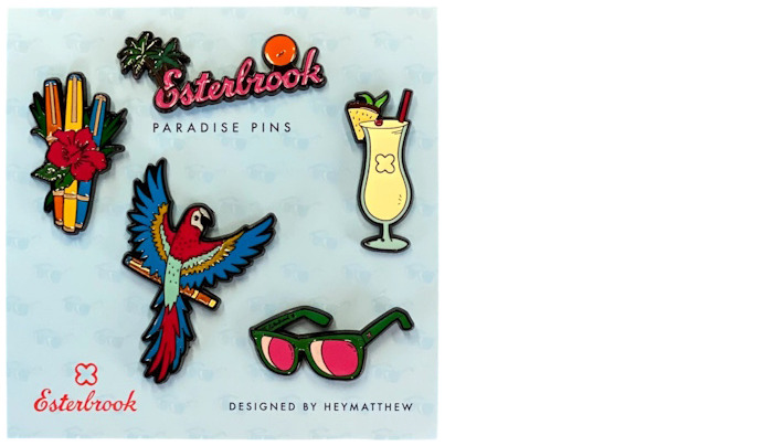 Esterbrook pins, Accessories series (Pack of 5 JR Paradise pins)