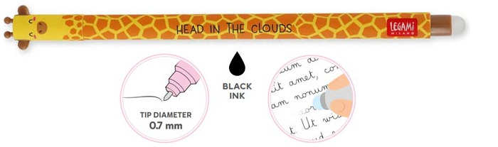 Legami Gel Pen, Erasable Gel Pen series Black ink (Giraffe)