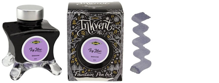 Bouteille d'encre Diamine, série Inkvent Black Edition Encre Icy Lilac (50ml)