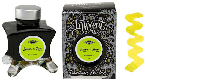 Bouteille d'encre Diamine, série Inkvent Black Edition Encre Lemon & Lime (50ml)