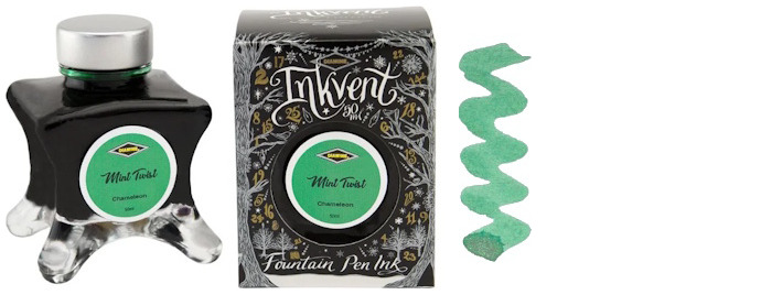 Bouteille d'encre Diamine, série Inkvent Black Edition Encre Mint Twist (50ml)