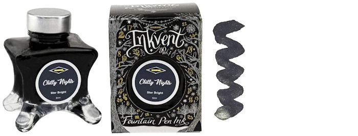 Bouteille d'encre Diamine, série Inkvent Black Edition Encre Chilly Nights (50ml)