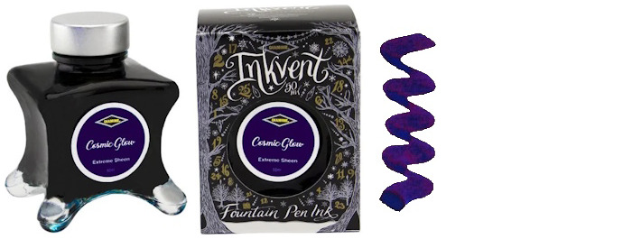 Bouteille d'encre Diamine, série Inkvent Black Edition Encre Cosmic Glow (50ml)