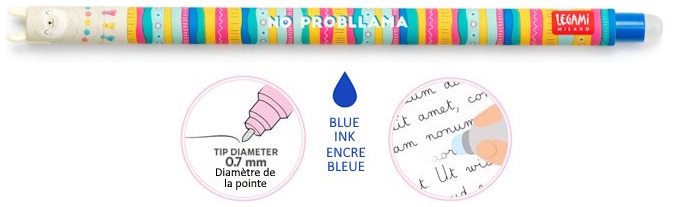 Legami gel pen, Erasable Gel Pen series Blue ink (Llama)