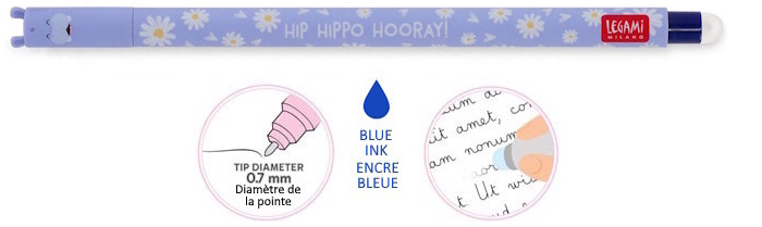 Legami gel pen, Erasable Gel Pen series Blue ink (Hippopotamus)