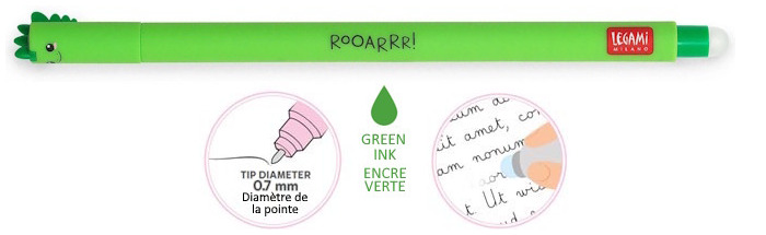 Legami gel pen, Erasable Gel Pen series Green ink (Dinosaur)