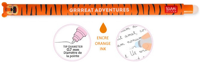 Legami gel pen, Erasable Gel Pen series Orange ink (Tiger)