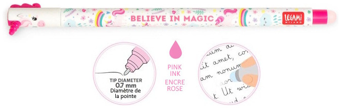 Legami gel pen, Erasable Gel Pen series Pink ink (Unicorn)