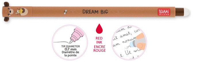 Legami gel pen, Erasable Gel Pen series Red ink (Teddy bear)