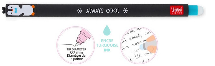 Legami gel pen, Erasable Gel Pen series Turquoise ink (Penguin)
