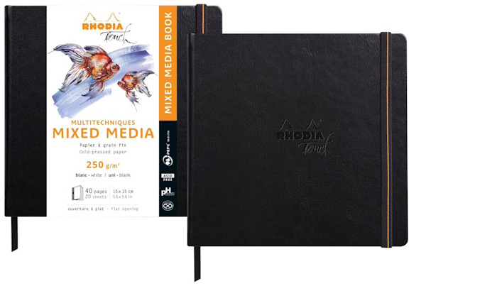 Rhodia Mixed media book, Arts series Black (150mm x 150mm)     