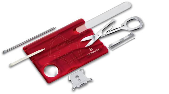 Victorinox Multifunction card, Swiss Card Nailcare series Translucent red