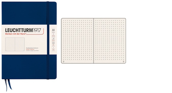 Leuchtturm1917 Notebook, Notebook Medium (A5) series Navy blue (Dotted, 145mm x 210mm)