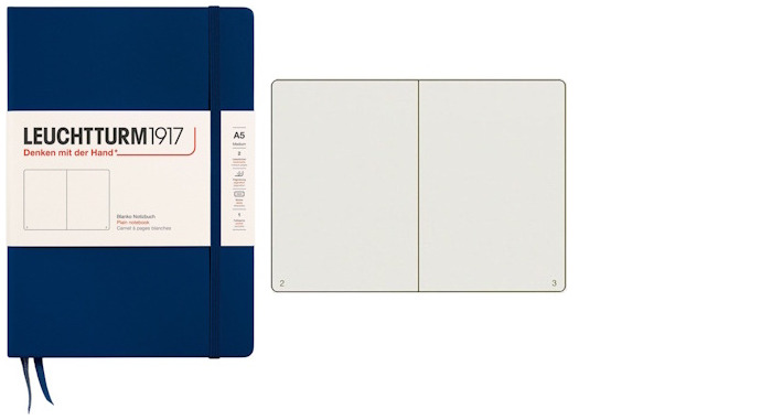 Leuchtturm1917 Notebook, Notebook Medium (A5) series Navy blue (Plain, 145mm x 210mm)