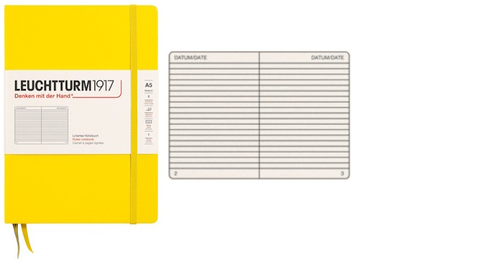 Leuchtturm1917 Notebook, Notebook Medium (A5) series Lemon (Ruled, 145mm x 210mm)