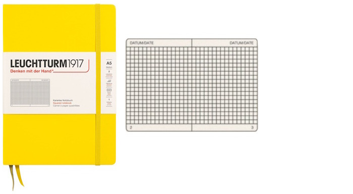 Leuchtturm1917 Notebook, Notebook Medium (A5) series Lemon (Squared, 145mm x 210mm)