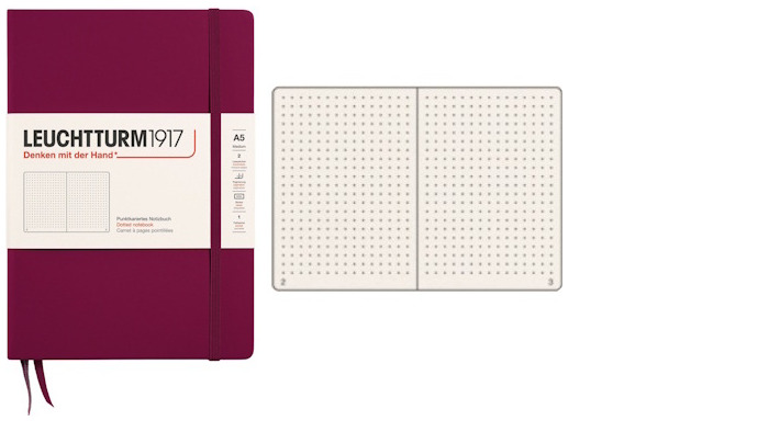 Leuchtturm1917 Notebook, Notebook Medium (A5) series Port red (Dotted, 145mm x 210mm)