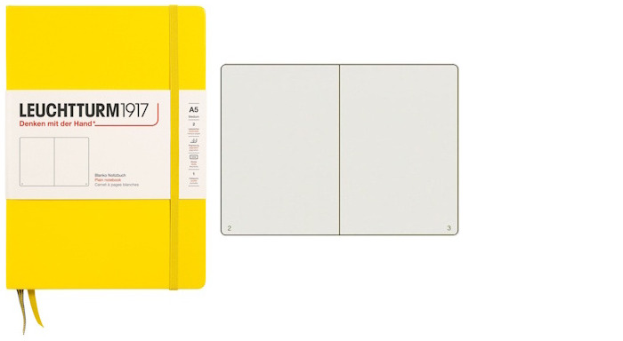 Leuchtturm1917 Notebook, Notebook Medium (A5) series Lemon (Plain, 145mm x 210mm)