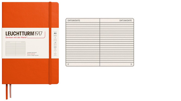 Leuchtturm1917 Notebook, Notebook Medium (A5) series Pumpkin (Ruled, 145mm x 210mm)