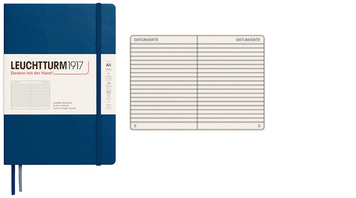 Leuchtturm1917 Notebook, Notebook Medium (A5) series Indigo blue (Ruled, 145mm x 210mm)
