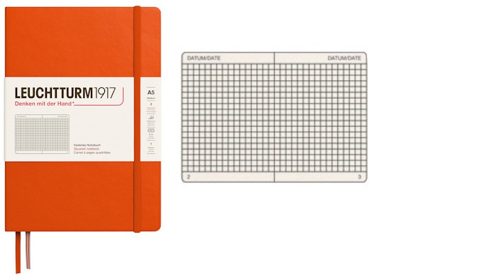 Leuchtturm1917 Notebook, Notebook Medium (A5) series Pumpkin (Squared, 145mm x 210mm)