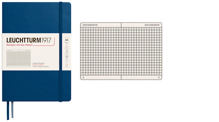 Leuchtturm1917 Notebook, Notebook Medium (A5) series Indigo blue (Squared, 145mm x 210mm)
