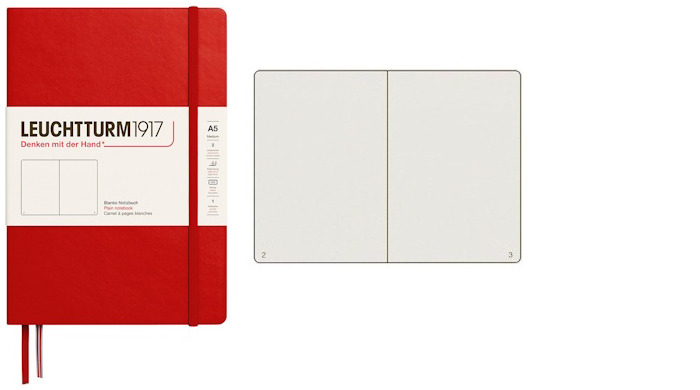 Leuchtturm1917 Notebook, Notebook Medium (A5) series Cherry (Plain, 145mm x 210mm)