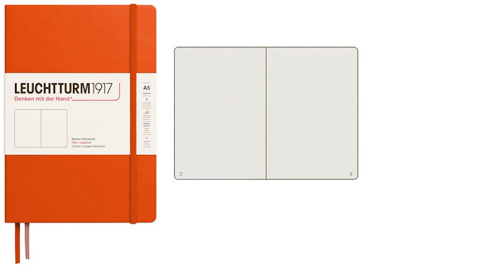 Leuchtturm1917 Notebook, Notebook Medium (A5) series Pumpkin (Plain, 145mm x 210mm)