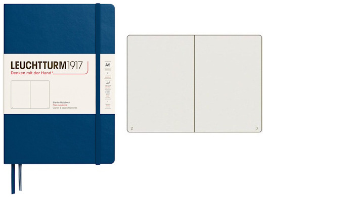 Leuchtturm1917 Notebook, Notebook Medium (A5) series Indigo blue (Plain, 145mm x 210mm)