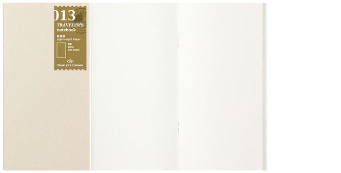 Recharge de carnet Traveler's Company, série Notebook Refill Blanc (Papier léger, Uni, 110mm x 210mm)