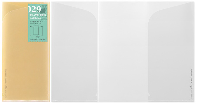 Fichier à trois plis Traveler's Company, série Notebook Refill Transparent