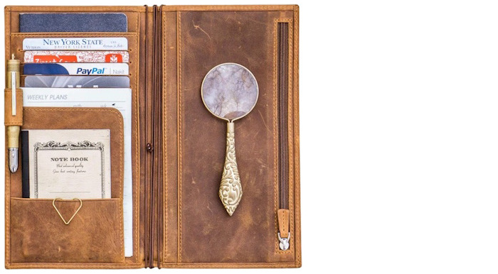 Galen Leather Co. Pouch, Leather Wallet Insert for Traveler's Notebook - Regular Size series Crazy Horse Brown