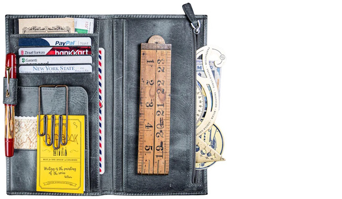 Galen Leather Co. Pouch, Leather Wallet Insert for Traveler's Notebook - Regular Size series Crazy Horse Smoky