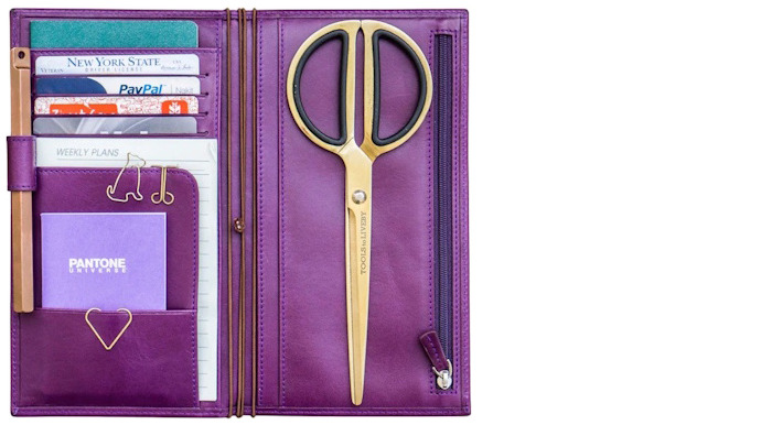 Galen Leather Co. Pouch, Leather Wallet Insert for Traveler's Notebook - Regular Size series Purple